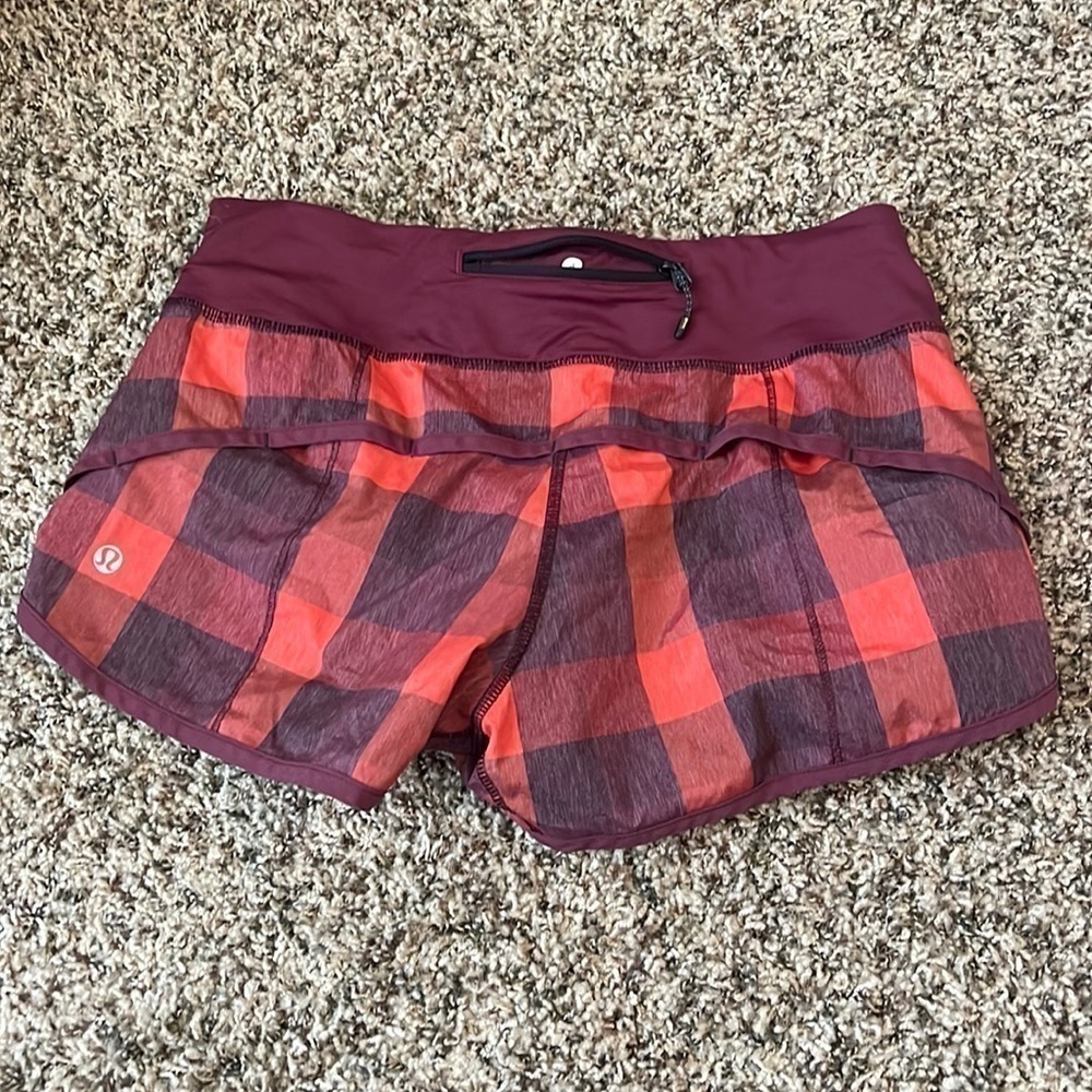 lululemon athletica Plaid Athletic Shorts - Red and Purple